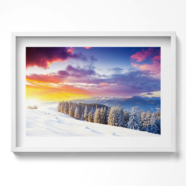 Obraz v rámu moderní Zimní horská krajina