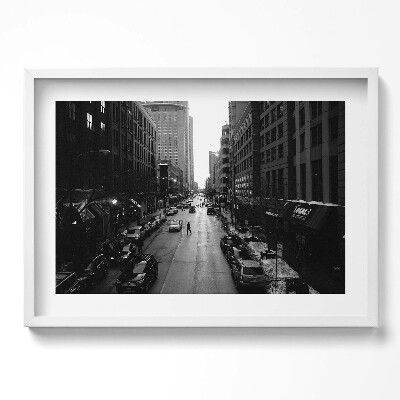 Obraz v rámu moderní Černobílé ulice Chicaga