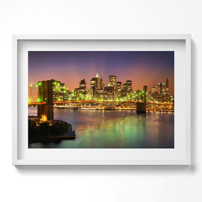 Obraz v rámu moderní Brooklynský most v noci