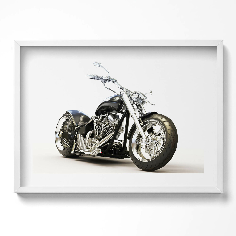 Obraz v rámu moderní Černá motorka