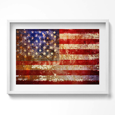 Obraz v rámu moderní Vlajka USA v retro stylu