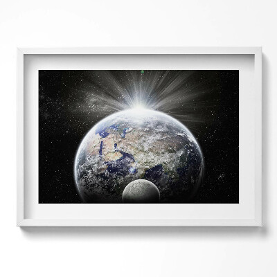 Obraz v rámu moderní Pohled na Zemi a Měsíc