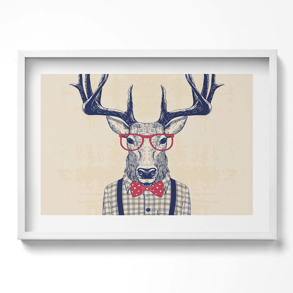Obraz v rámu moderní Jelen v košili a jazzový luk