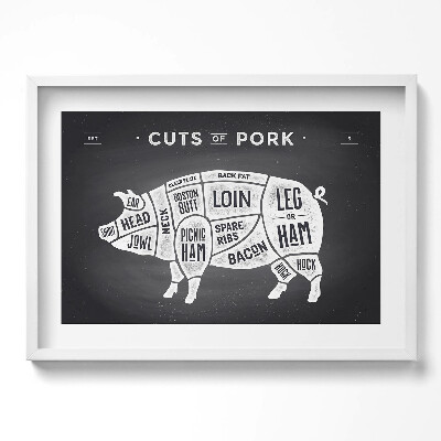 Obraz v rámu moderní Prase - vepřový řezník plakát