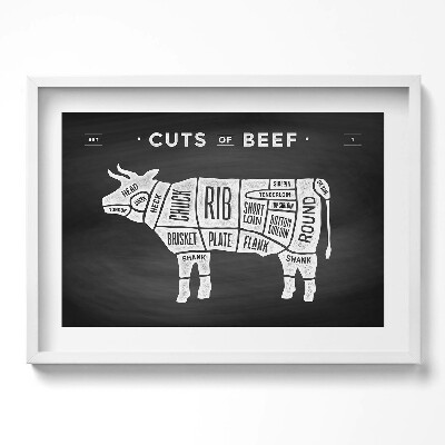 Obraz v rámu moderní Plakát Kráva - hovězí řezník