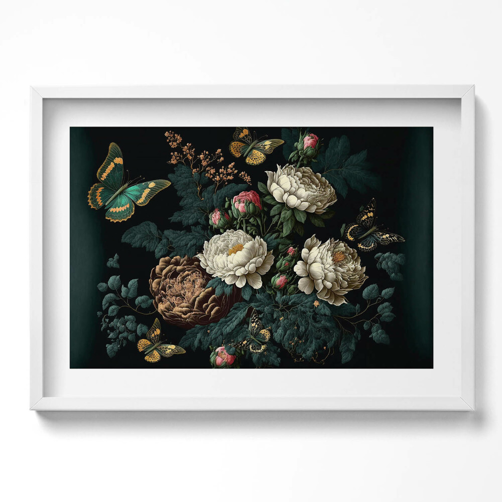 Obraz v rámu moderní Botanický květinový vzor