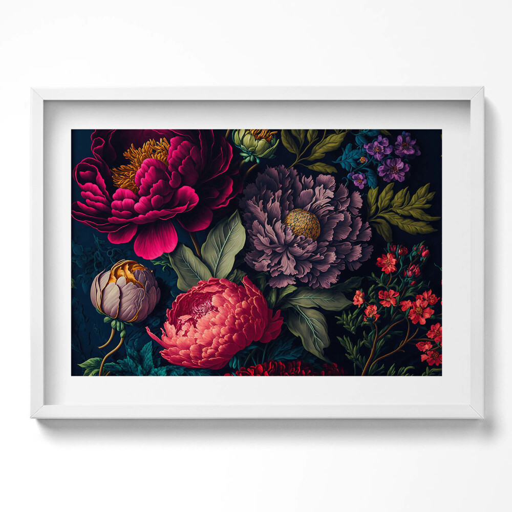 Obraz v rámu moderní Vintage kytice botanických květin