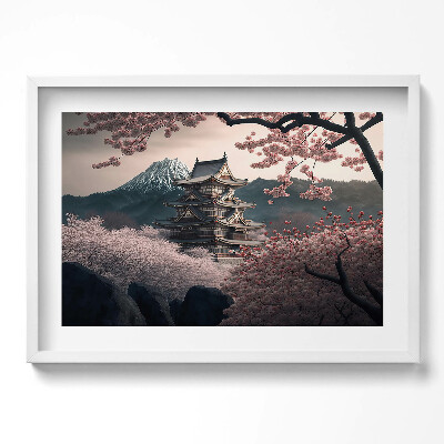 Obraz v rámu moderní Asijská věž a třešňové květy