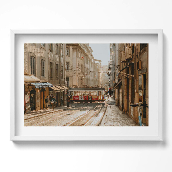 Obraz v rámu moderní Pohled na Lisabon a tramvaj