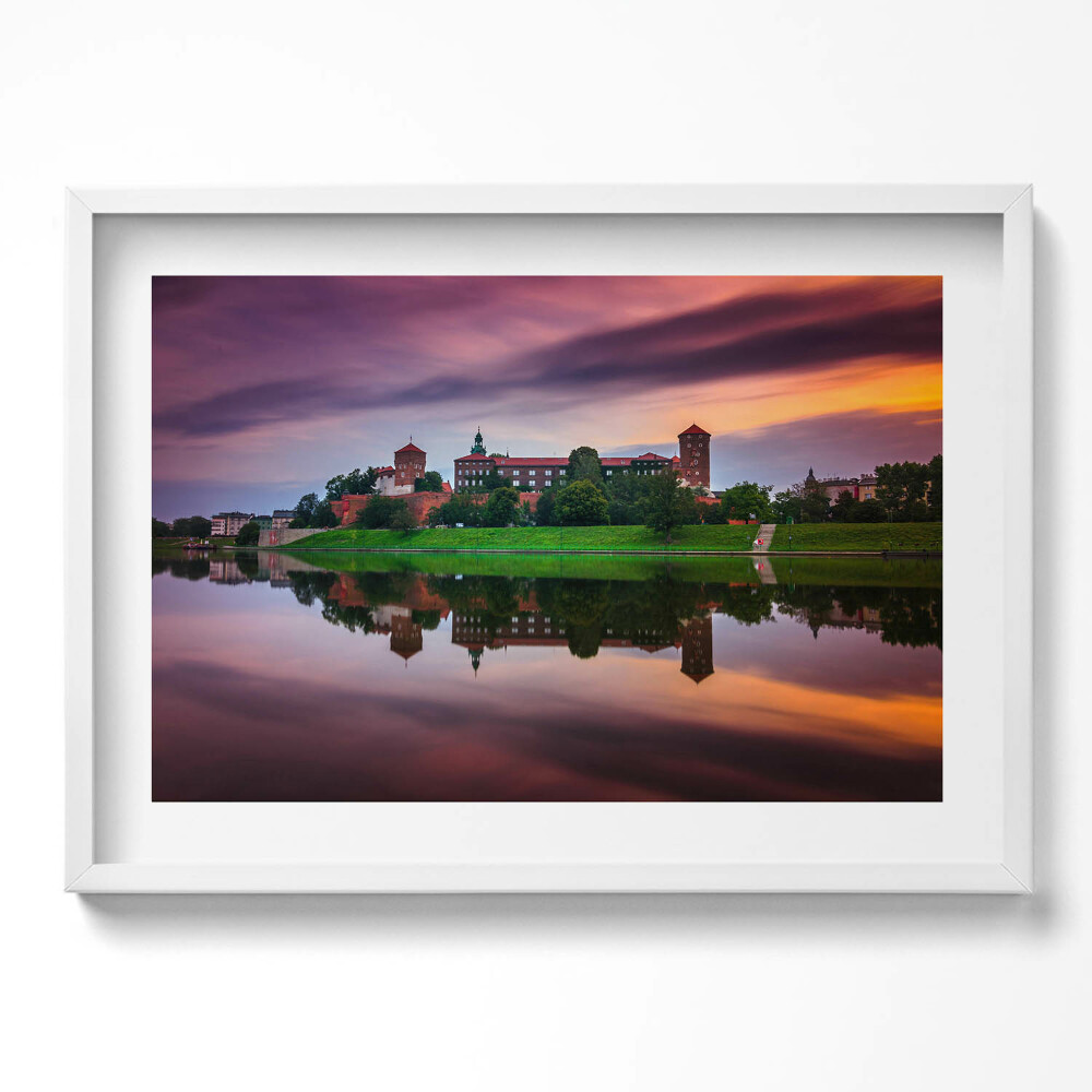 Obraz v rámu moderní Východ slunce královského hradu Wawel