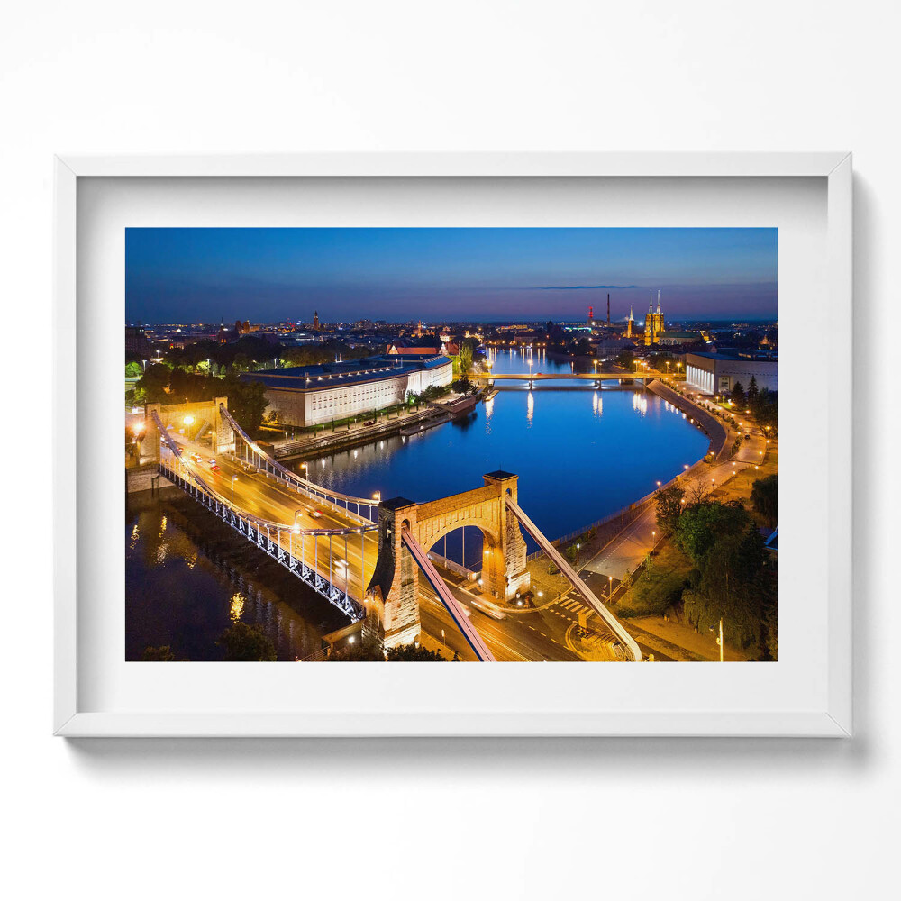 Obraz v rámu moderní Město v noci Wrocław