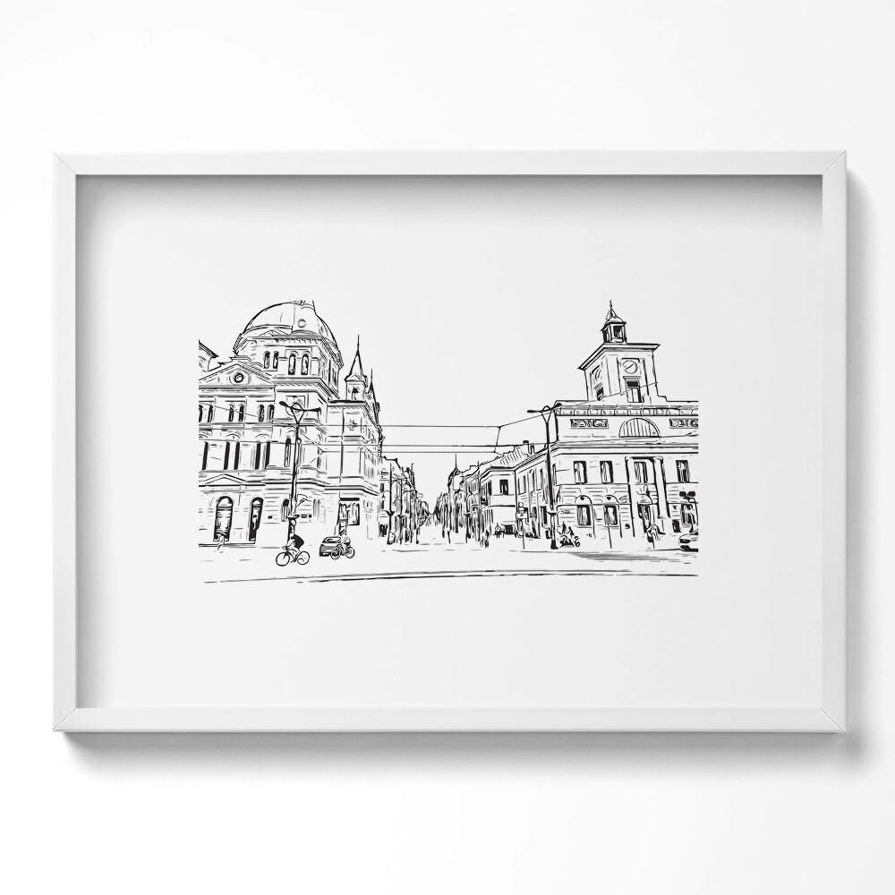 Obraz v rámu moderní Poznaň staré město ilustrace