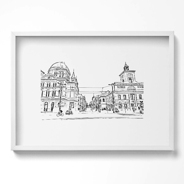 Obraz v rámu moderní Poznaň staré město ilustrace