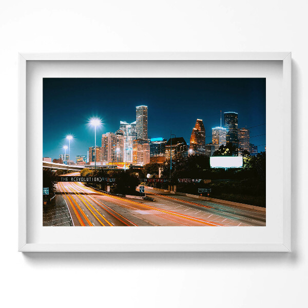 Obraz v rámu moderní Město Houston v noci