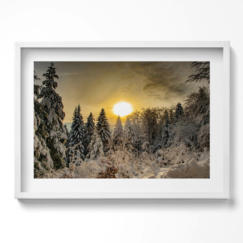 Obraz v rámu moderní Zimní krajina Beskydy