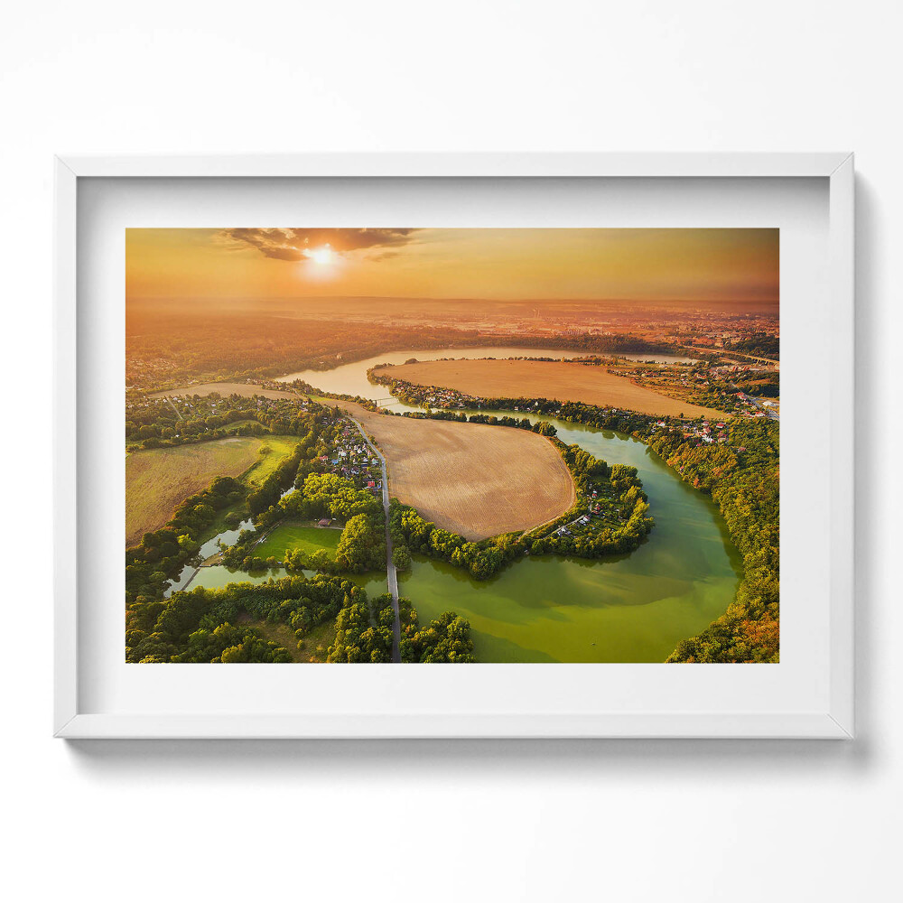 Obraz v rámu moderní České údolí Pilzno Litice