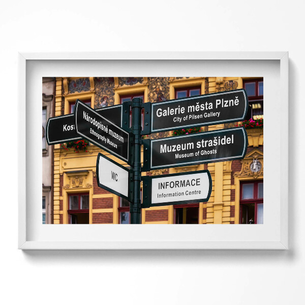 Obraz v rámu moderní Rozcestník Plzeň