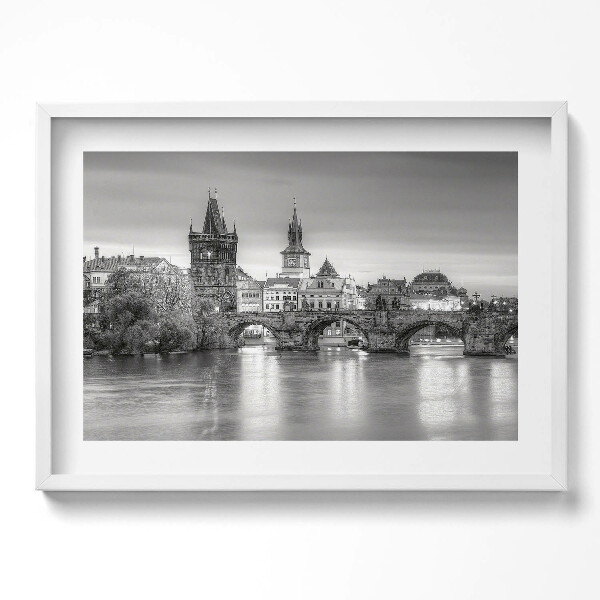 Obraz v rámu moderní Pohled na Karlův most v Praze