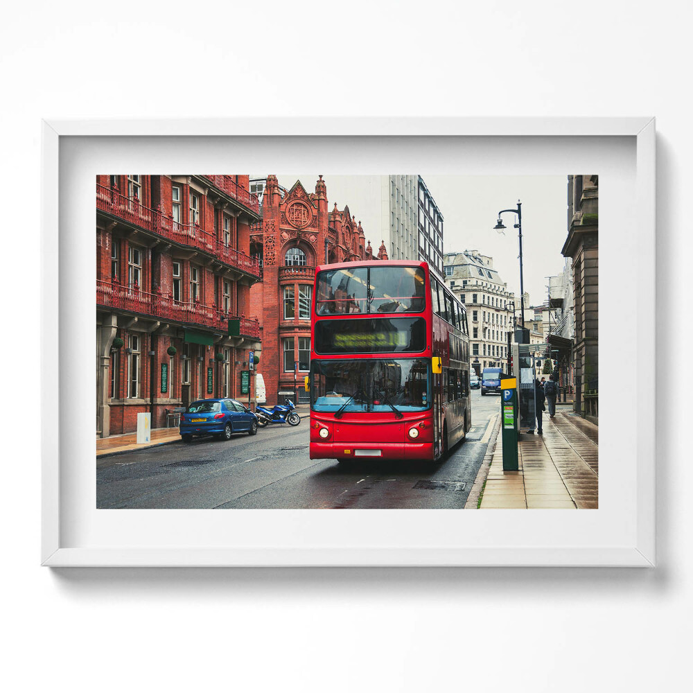 Obraz v rámu moderní Autobus v Birminghamu ve Velké Británii