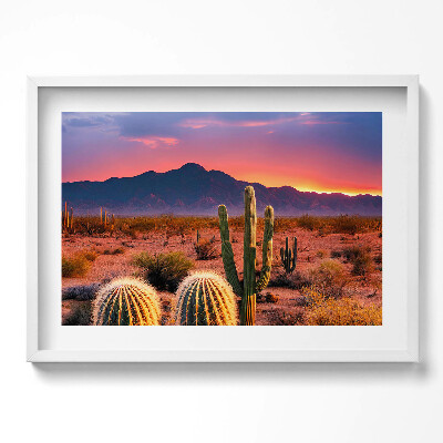 Obraz v rámu moderní Západ slunce v poušti