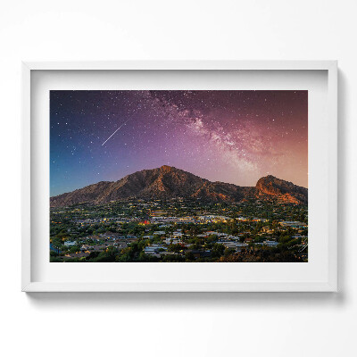 Obraz v rámu moderní Hory s galaxií na obloze