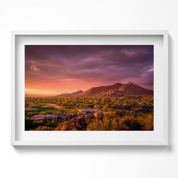 Obraz v rámu moderní Západ slunce nad North Scottsdale