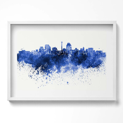 Obraz v rámu moderní Panorama San Antonio akvarelů