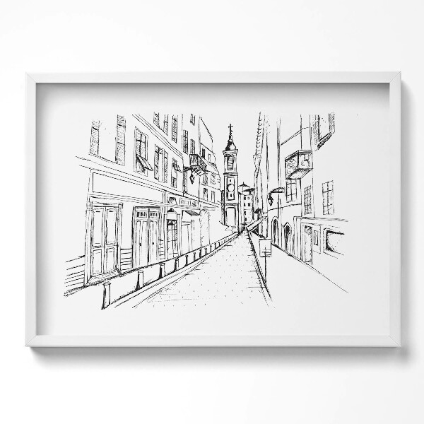 Obraz v rámu moderní Kresba města Provence