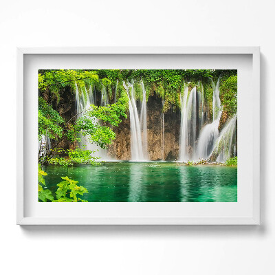 Obraz v rámu moderní Příroda - jezero vodopád a vegetace