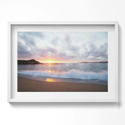 Obraz v rámu moderní Mořská pláž a západ slunce