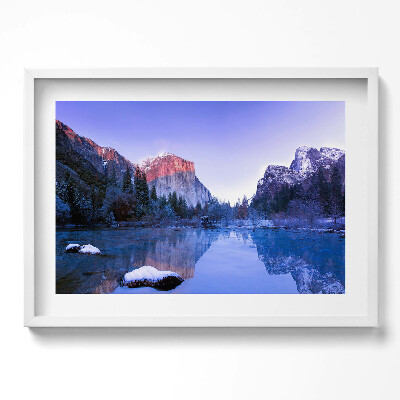 Obraz v rámu moderní Zimní krajina jezera