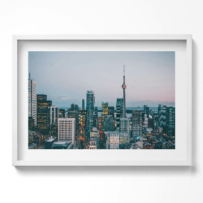 Obraz v rámu moderní Panorama města ve večerních hodinách