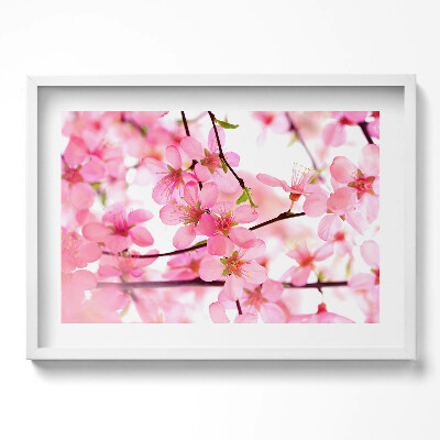 Obraz v rámu moderní Růžové jarní květiny na větvích