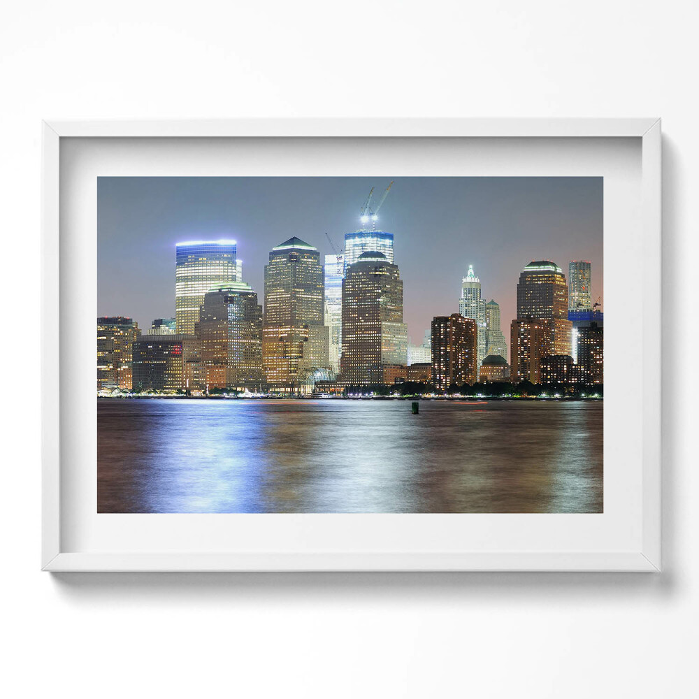 Obraz v rámu moderní Panorama města v noci