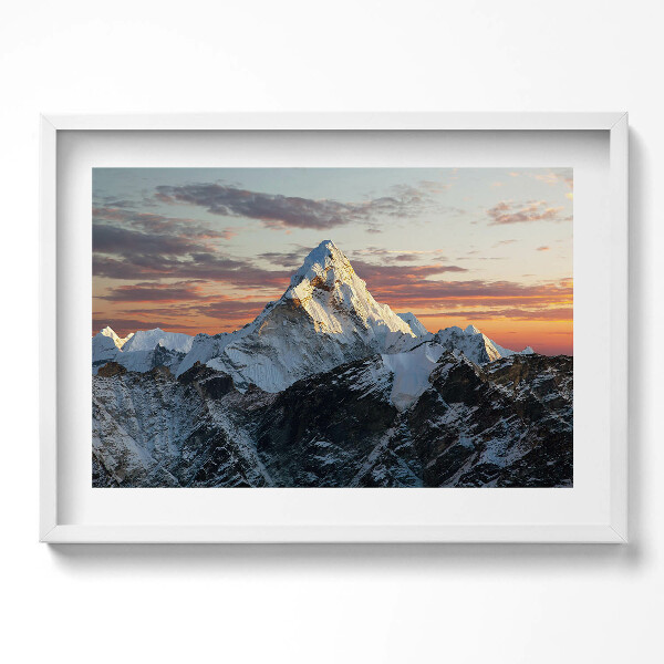 Obraz v rámu moderní Zasněžený vrchol hory