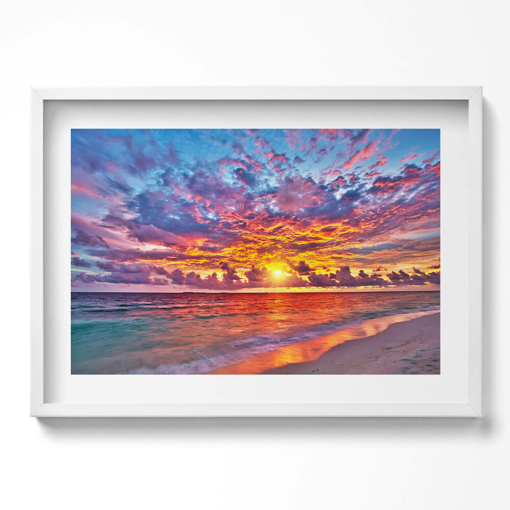 Obraz v rámu moderní Západ slunce nad mořem