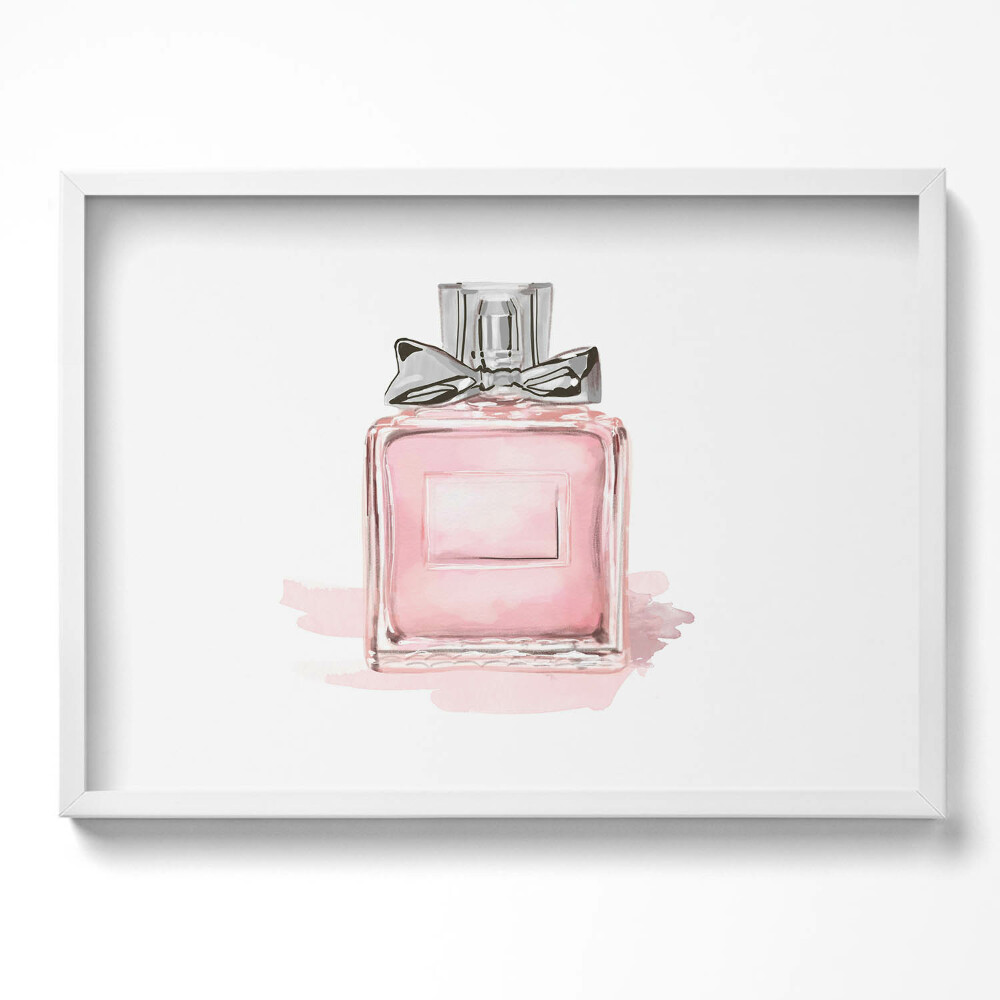 Obraz v rámu moderní Růžový parfém s mašlí