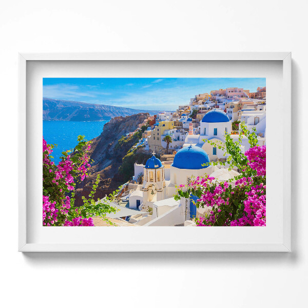 Obraz v rámu moderní Pohled na řeckou architekturu Santorini