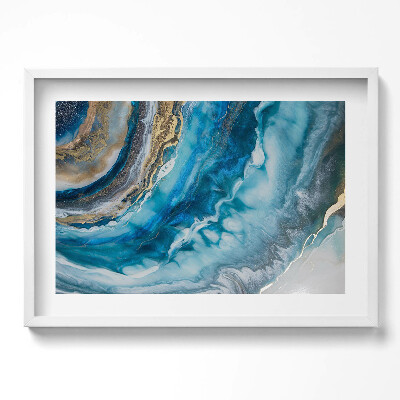 Obraz v rámu moderní Modrý mramor abstrakce