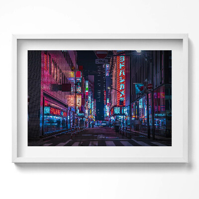 Obraz v rámu moderní Asijské město v noci