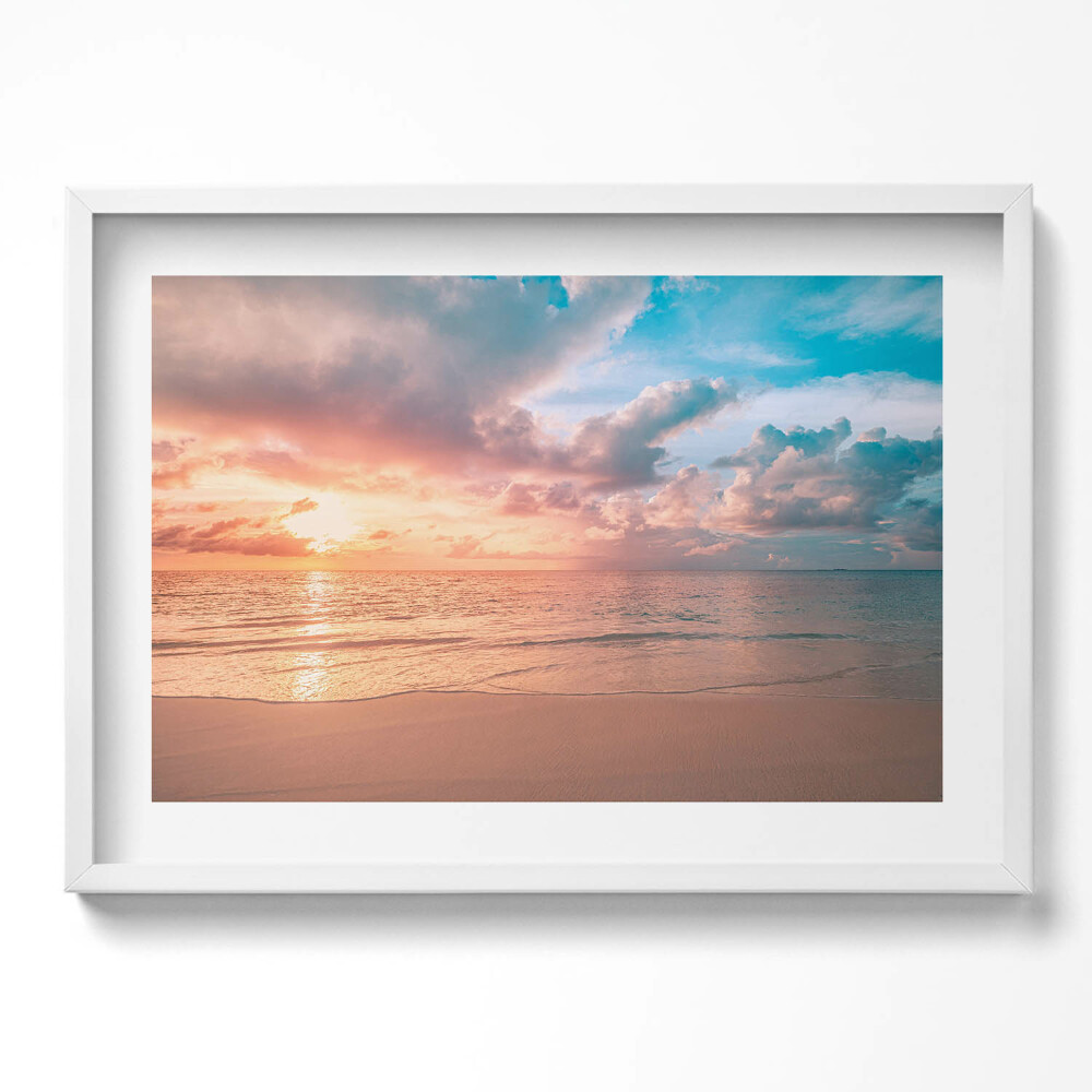 Obraz v rámu moderní Romantický západ slunce nad mořem