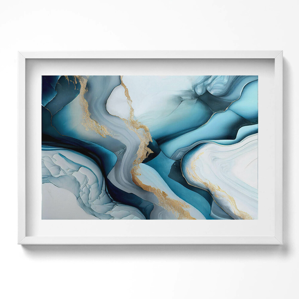 Obraz v rámu moderní Tekutá mramorová textura se zlatem