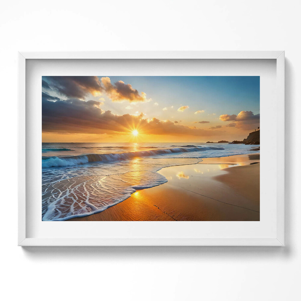 Obraz v rámu moderní Západ slunce nad mořem