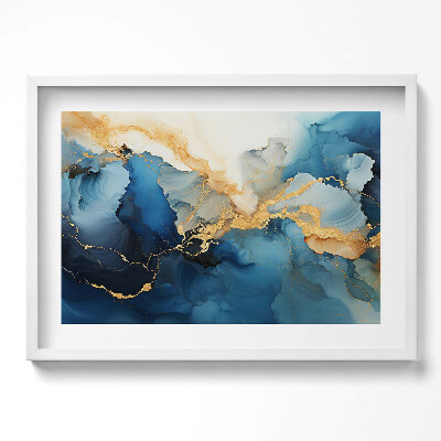 Obraz v rámu moderní Tekutá abstrakce se zlatem