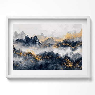 Obraz v rámu moderní Abstraktní krajina hor mezi mraky