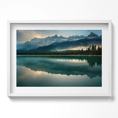 Obraz v rámu moderní Krajina lesní jezero a hory