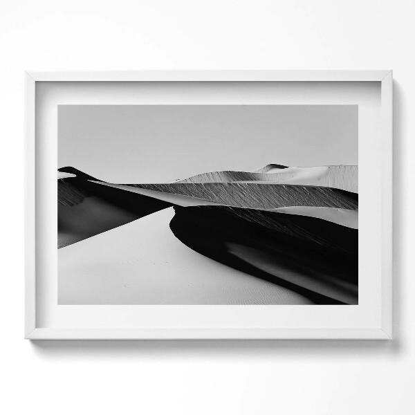 Obraz v rámu moderní Černá a bílá minimalistická pouštní krajina