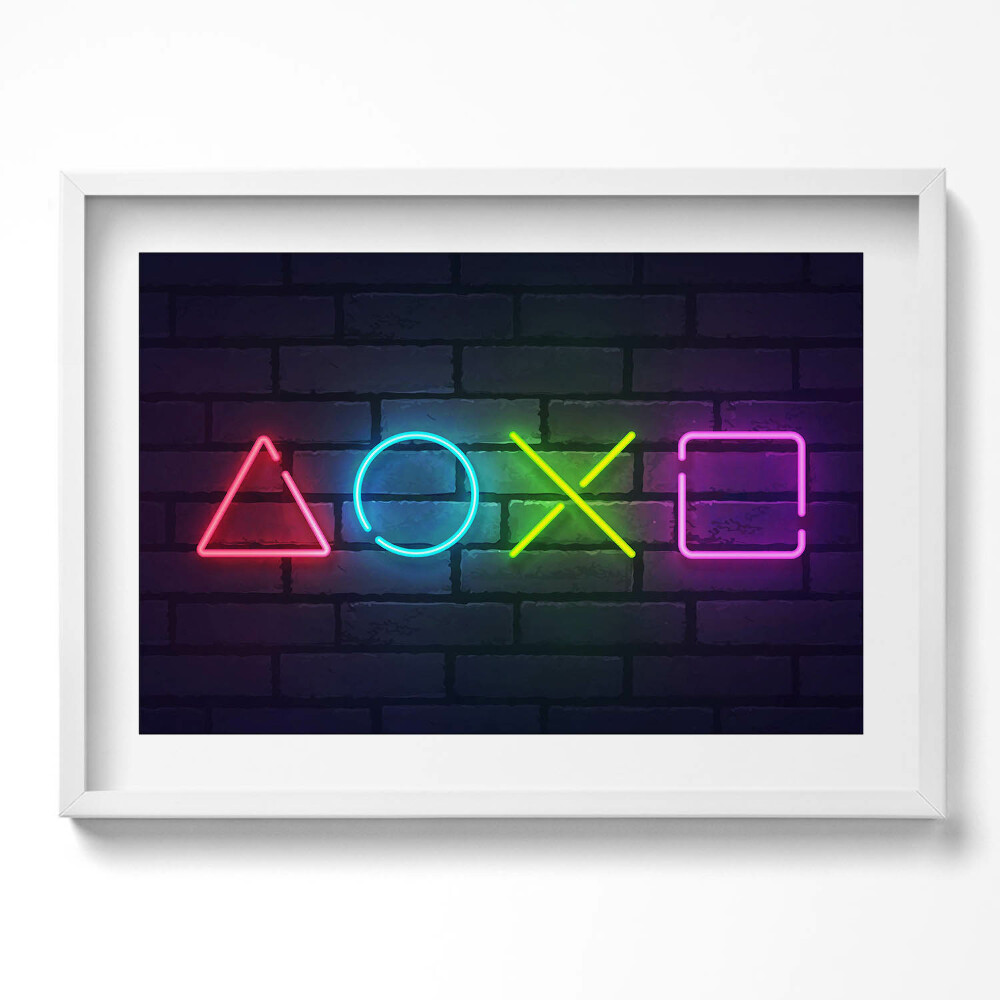 Obraz v rámu moderní Symboly hráčů - znaky na konzole