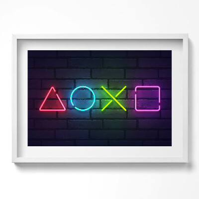 Obraz v rámu moderní Symboly hráčů - znaky na konzole