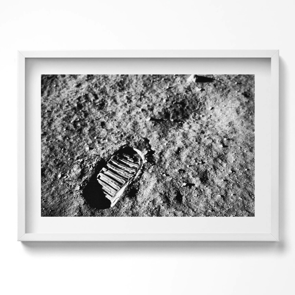 Obraz v rámu moderní Fotografie První krok na Měsíci od NASA